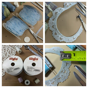 Vintage 1980's Wyla Laces Spool Roll Lace Trim Light Blue .75" Sewing 8 Yards